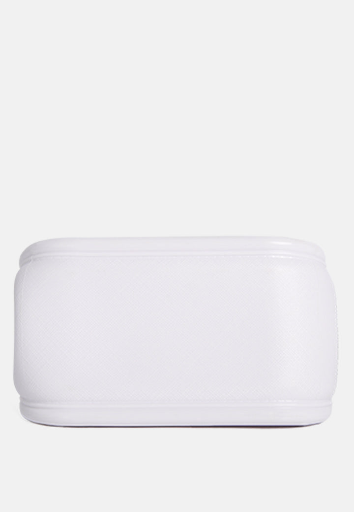 croc textured mini handbag#color_white