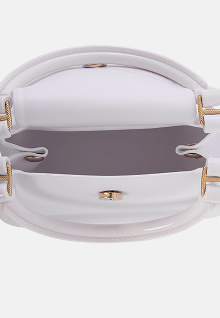 croc textured mini handbag#color_white