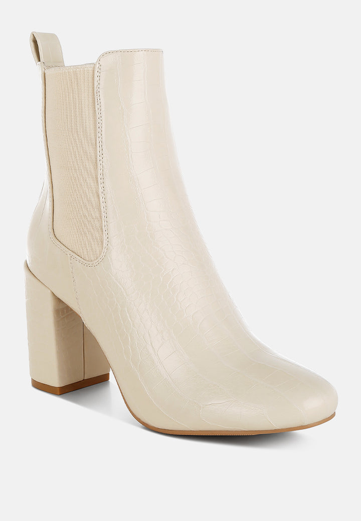 croc textured block heeled chelsea boots by ruw#color_beige