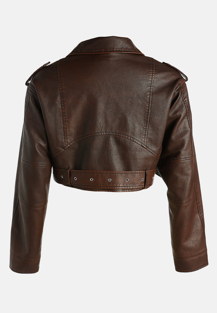 cropped biker jacket by ruw#color_brown