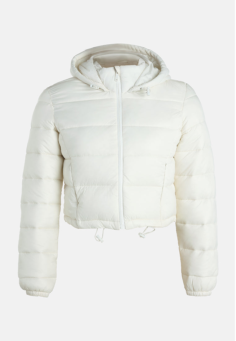 cropped down hooded jacket by ruw#color_off-white