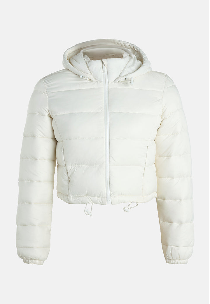 cropped down hooded jacket by ruw#color_off-white