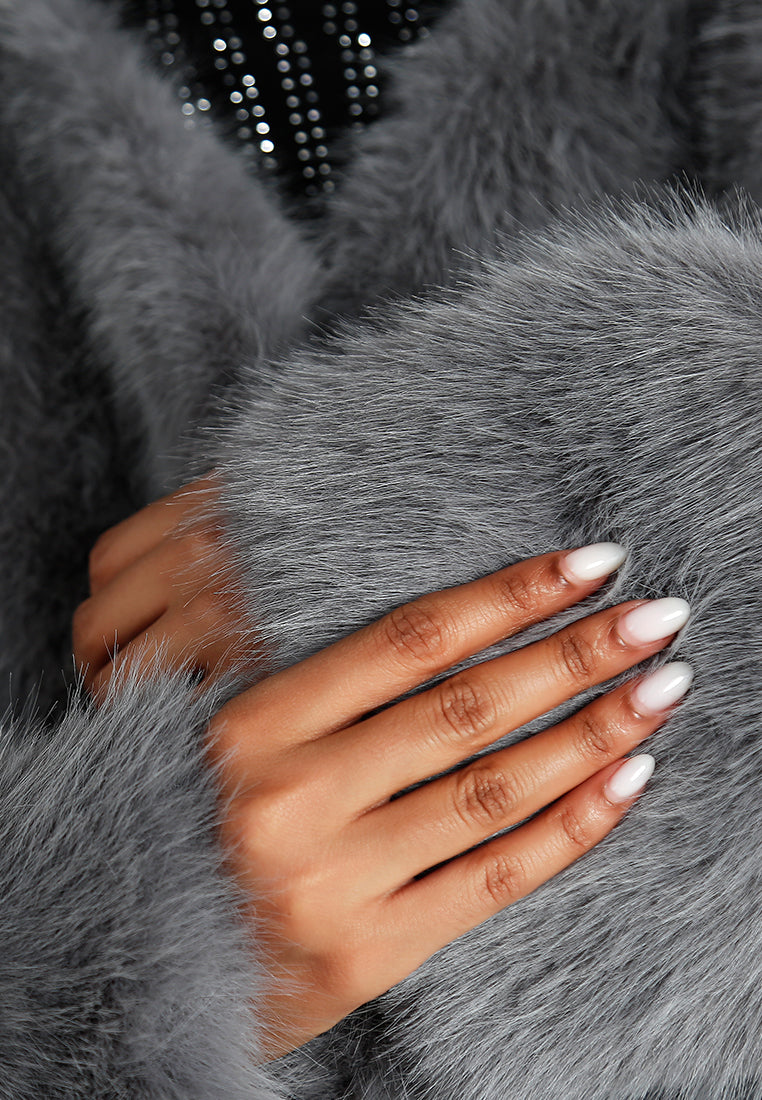 cropped faux fur coat#color_grey