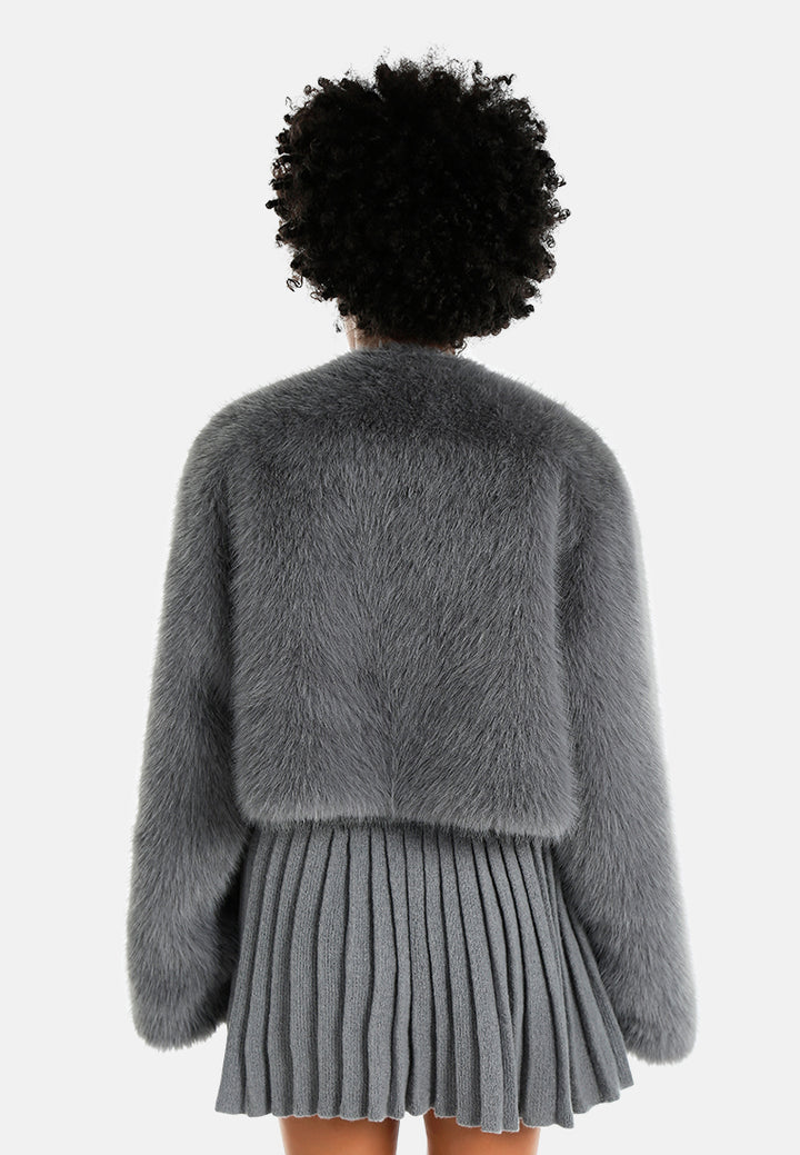 cropped faux fur coat#color_grey