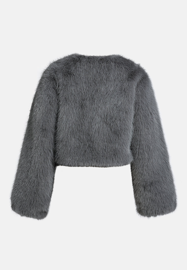cropped faux fur coat#color_grey