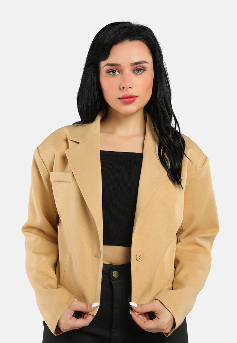 cropped half oversized blazer#color_camel