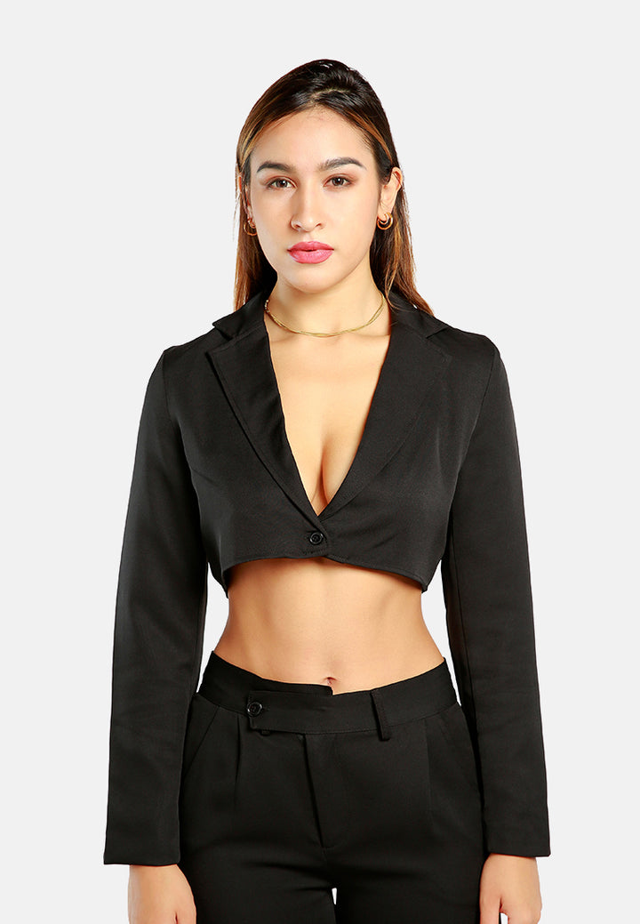 cropped tailored blazer#color_black