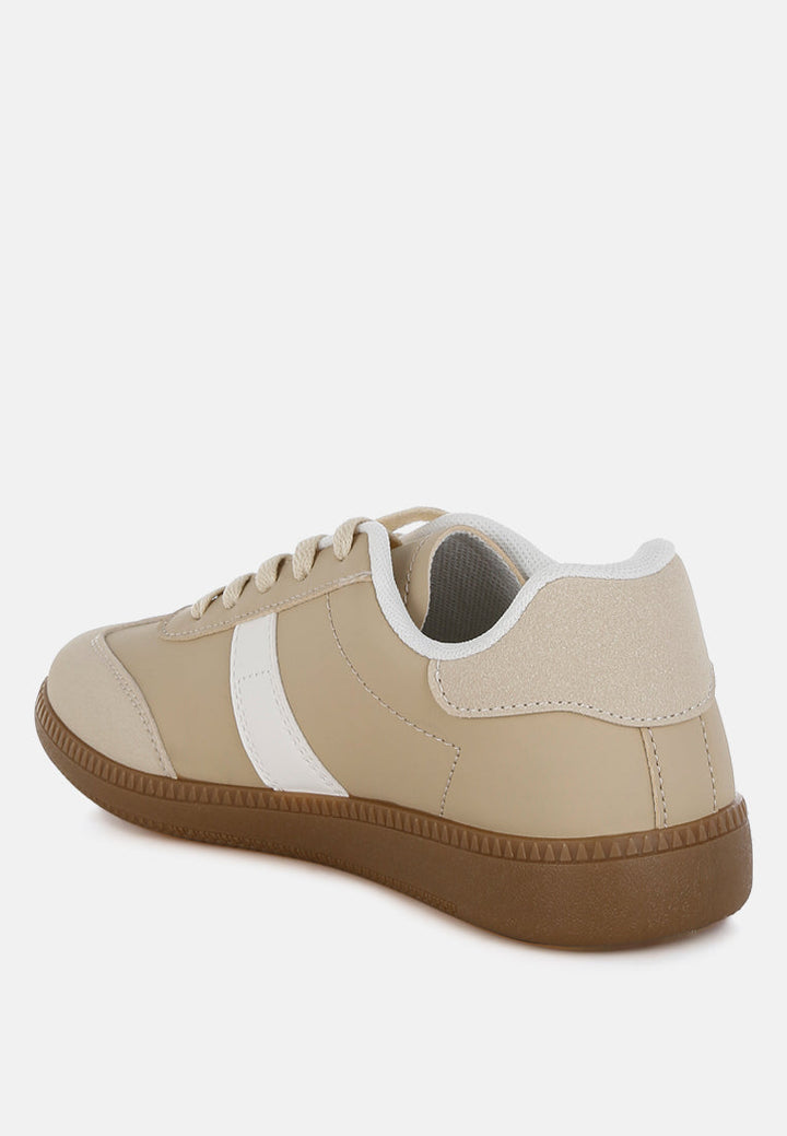 classic lace-up flatform sneaker by ruw#color_beige