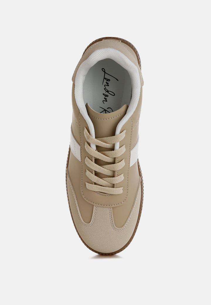 classic lace-up flatform sneaker by ruw#color_beige