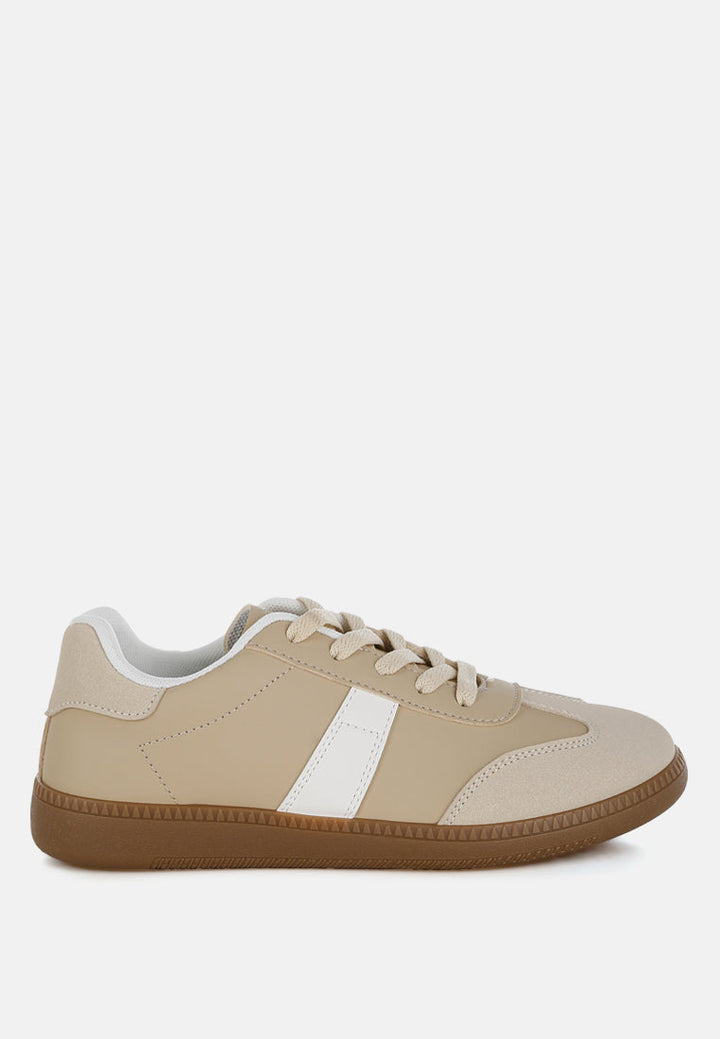 classic lace-up flatform sneaker by ruw#color_beige