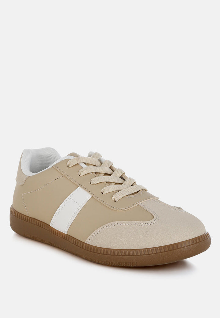 classic lace-up flatform sneaker by ruw#color_beige