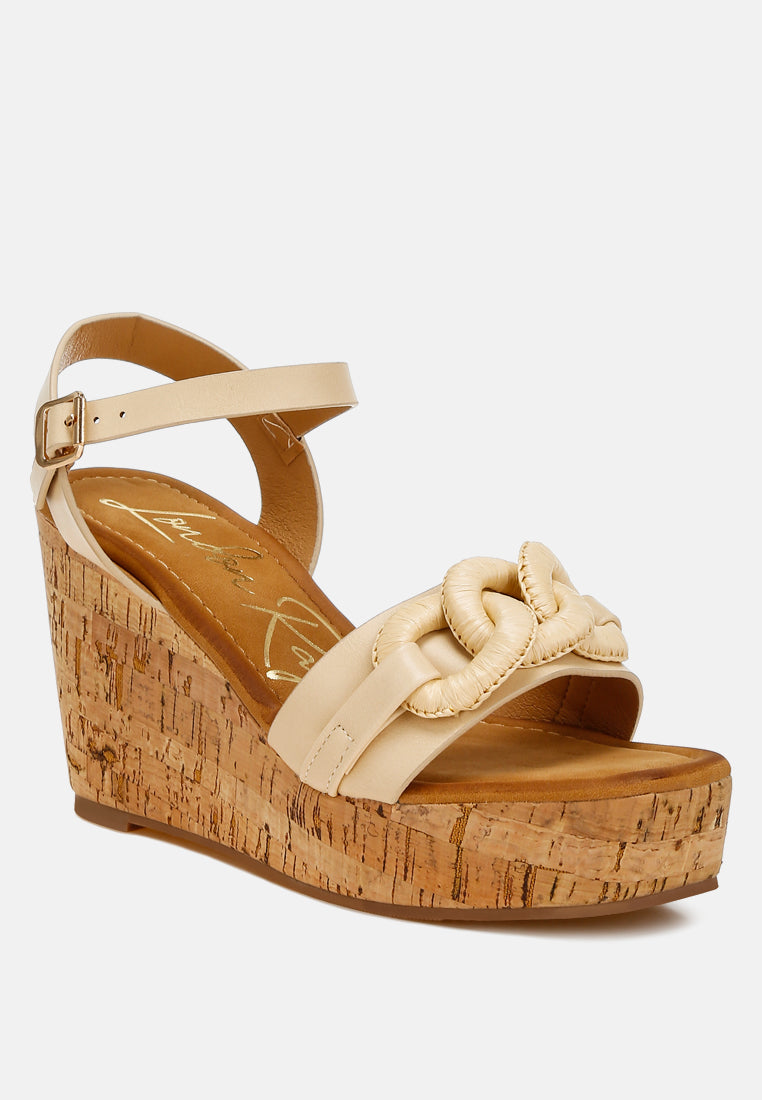 cushion chain pin buckle wedges by RUW#colour_beige