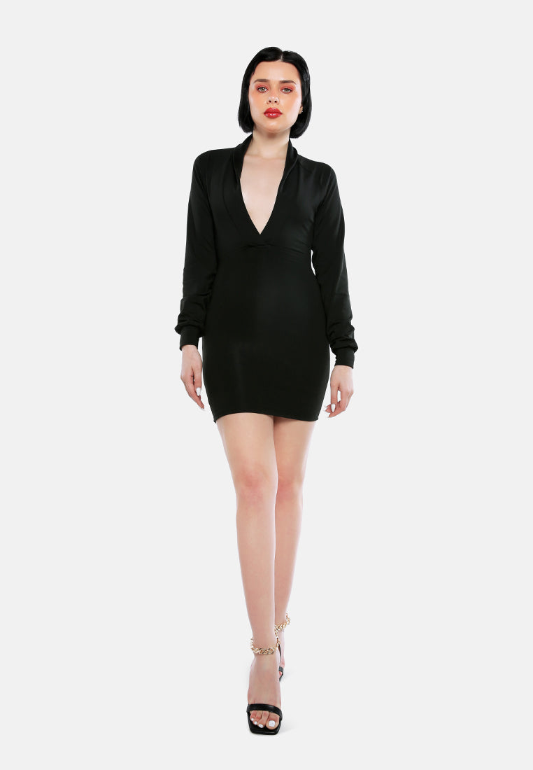 cut out black tux mini dress#color_black