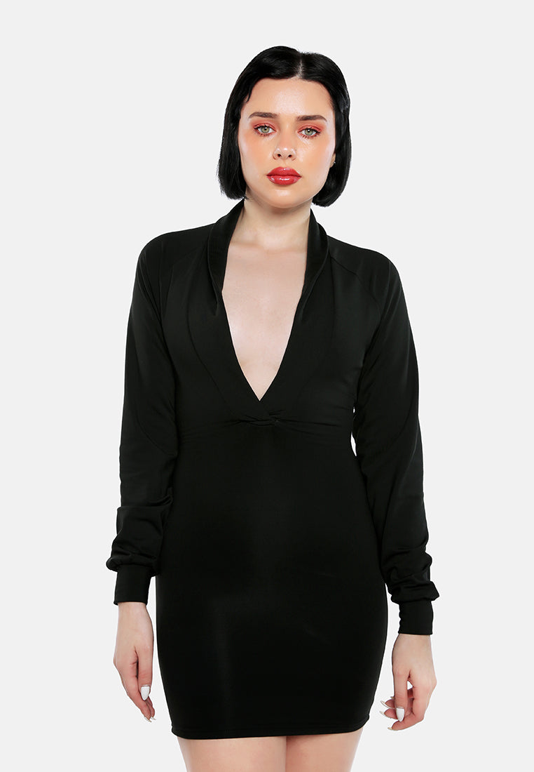 cut out black tux mini dress#color_black