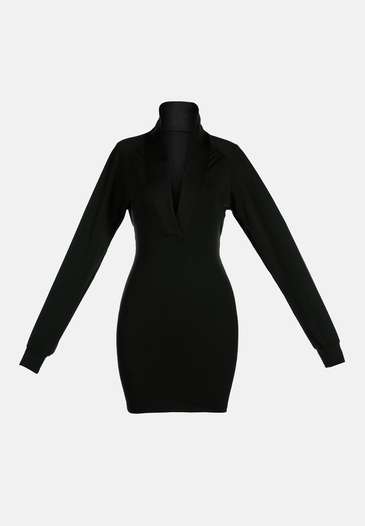 cut out black tux mini dress#color_black