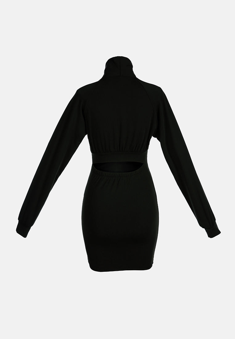 cut out black tux mini dress#color_black