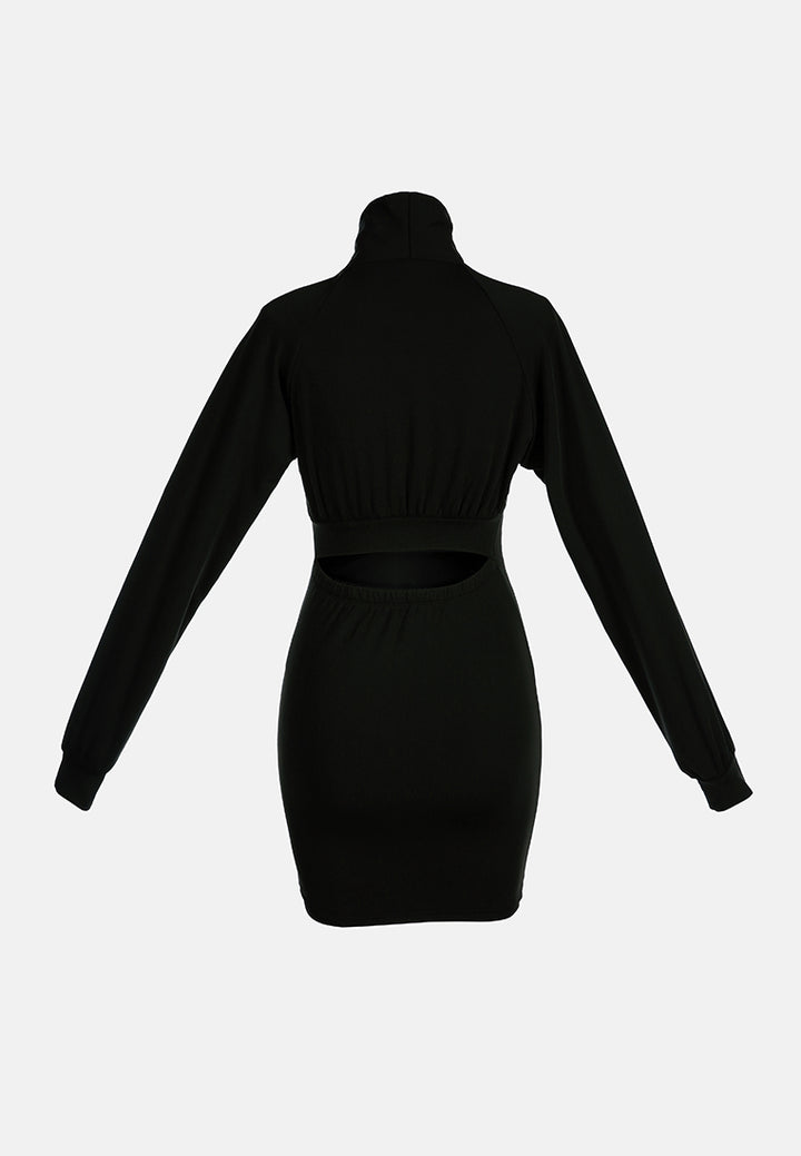 cut out black tux mini dress#color_black