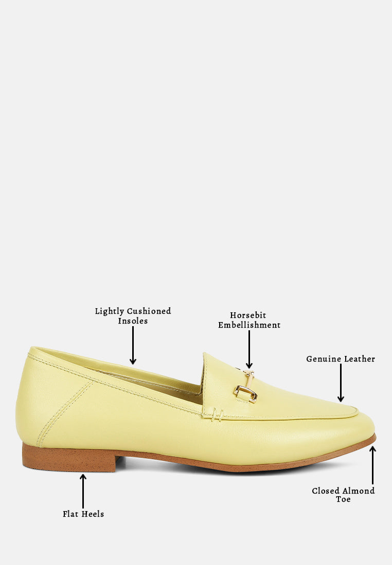 dareth horsebit flat heel loafers by ruw#color_yellow