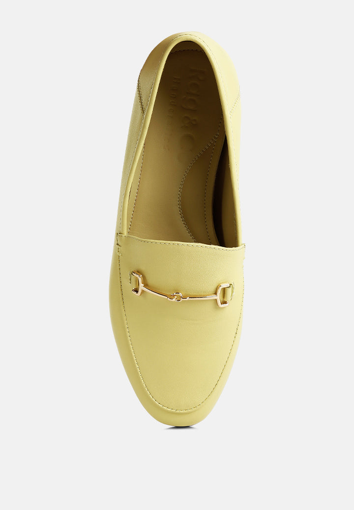 dareth horsebit flat heel loafers by ruw#color_yellow