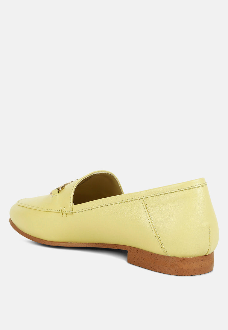 dareth horsebit flat heel loafers by ruw#color_yellow