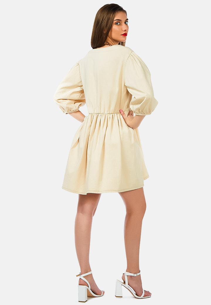 daisies in sunlight short summer dress#color_beige