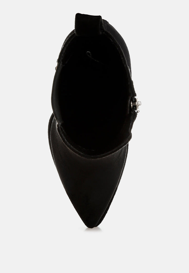 studs embellished high ankle boots by ruw#color_black