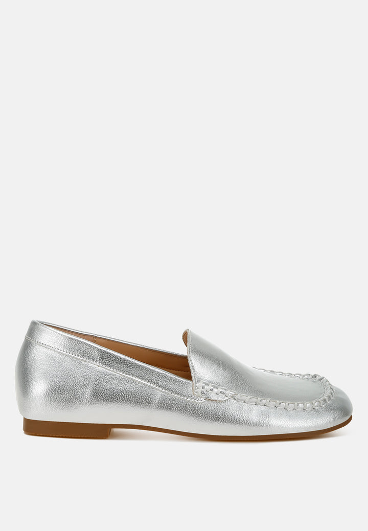 metallic pleather loafers by ruw#color_silver