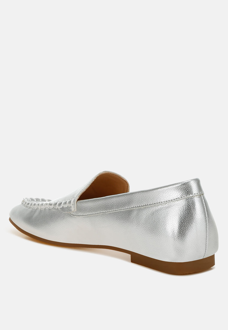 metallic pleather loafers by ruw#color_silver