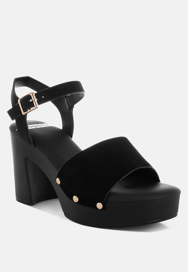 daniela suede high block sandals#color_black
