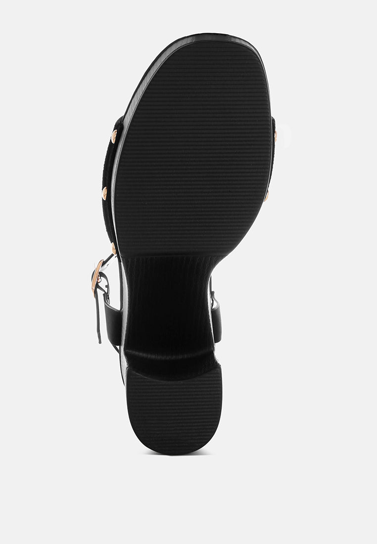 daniela suede high block sandals#color_black