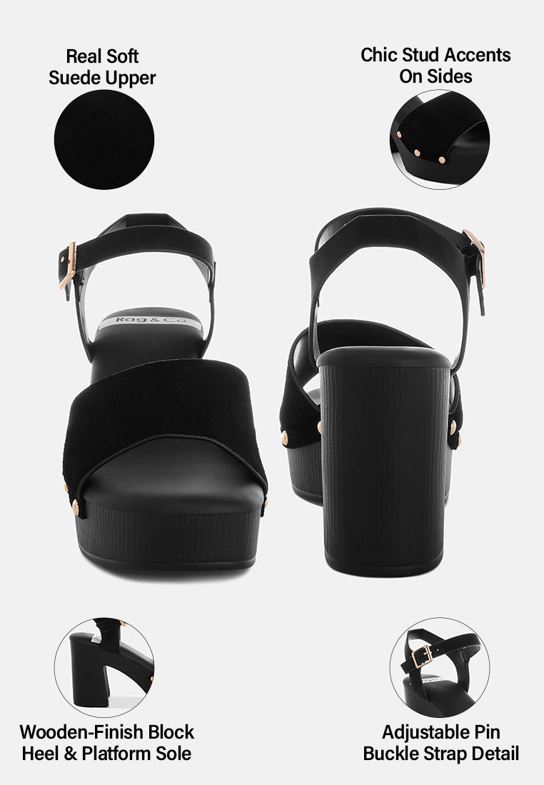 daniela suede high block sandals#color_black