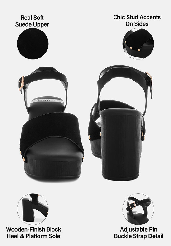 daniela suede high block sandals#color_black