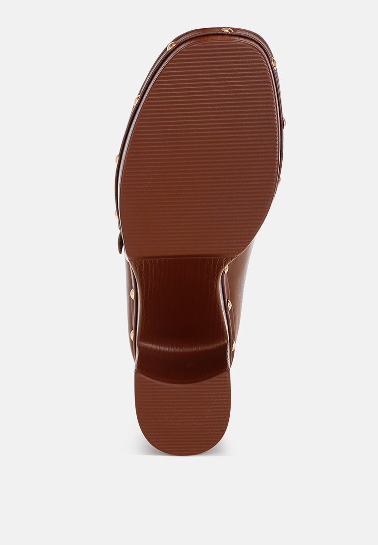 dantan block heel platform loafers#color_brown