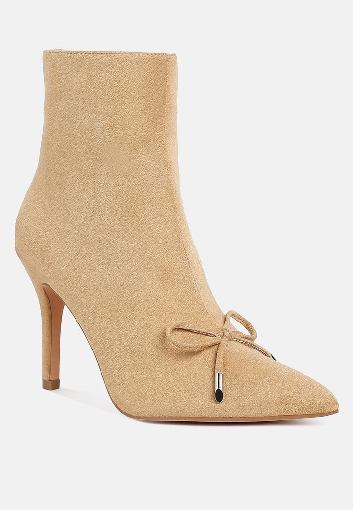 bow detail ankle boots by ruw#color_beige