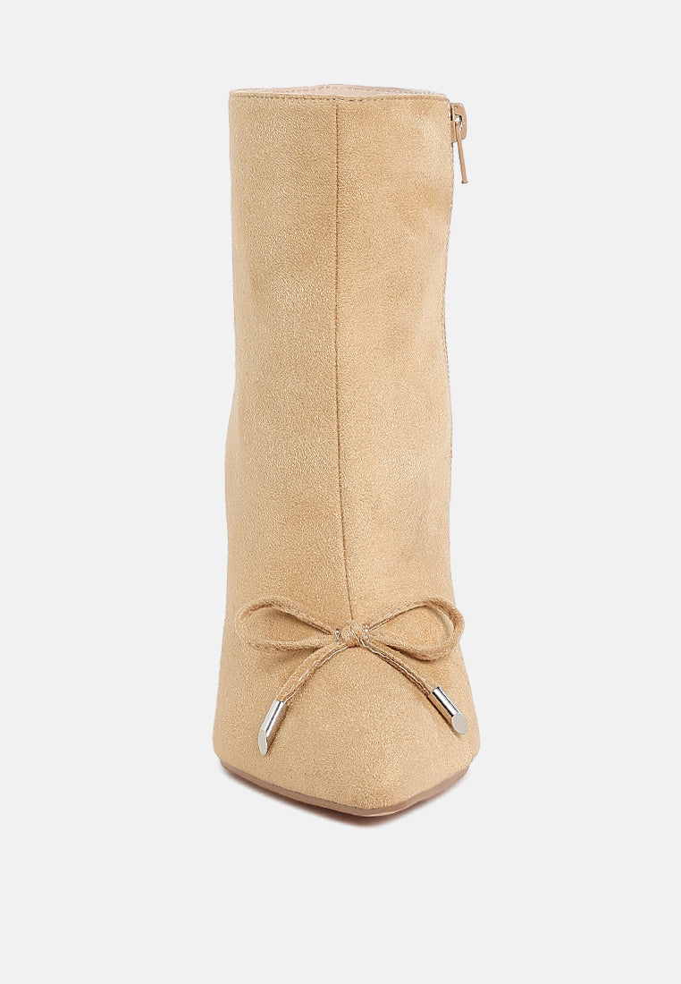 bow detail ankle boots by ruw#color_beige