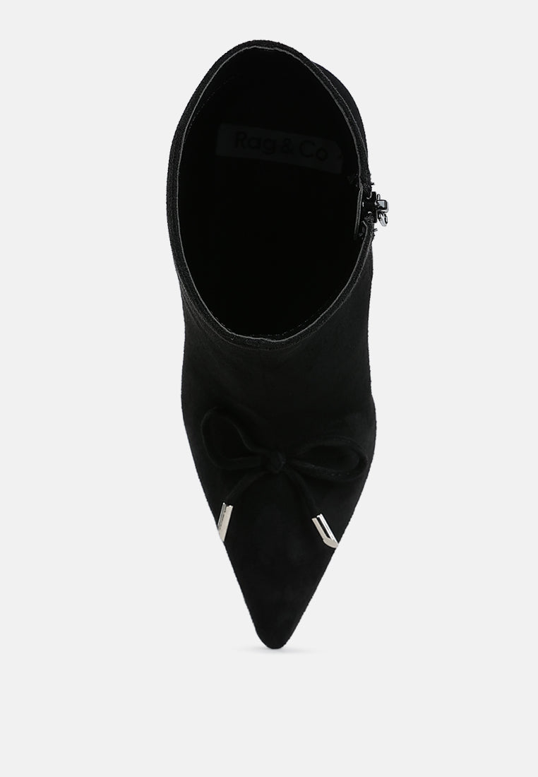 bow detail ankle boots by ruw#color_black
