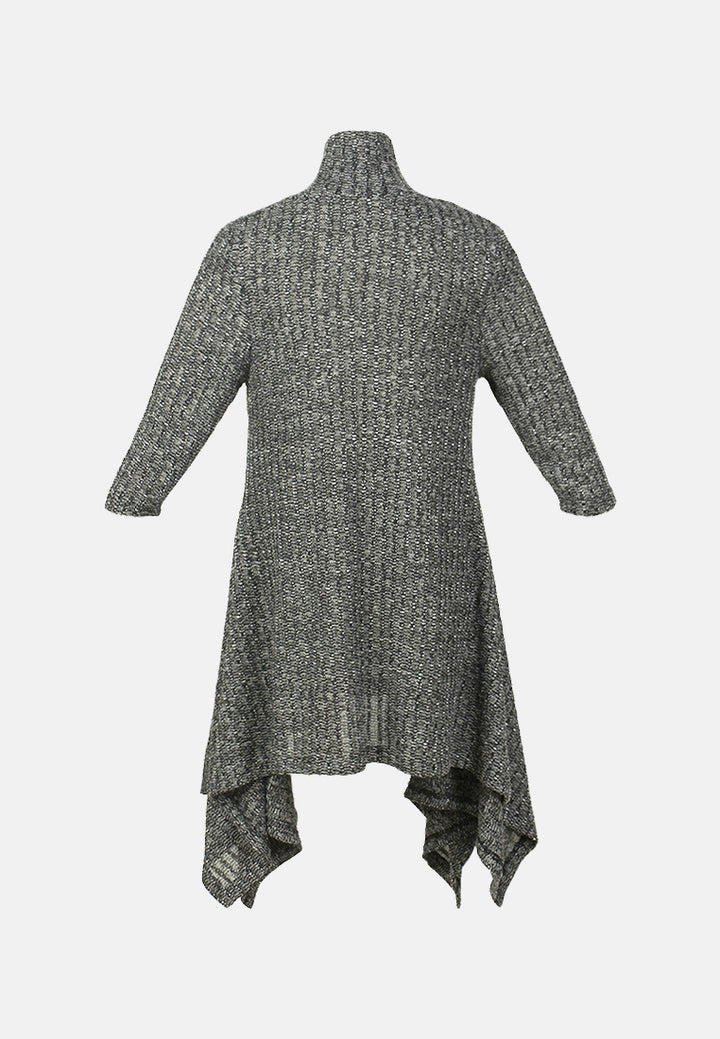 long sleeve irregular hem sweater dress#color_dark-grey