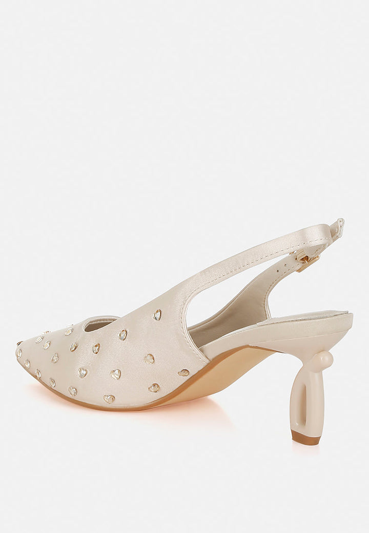 heart-shaped rhinestone studded slingbacks by ruw#color_beige