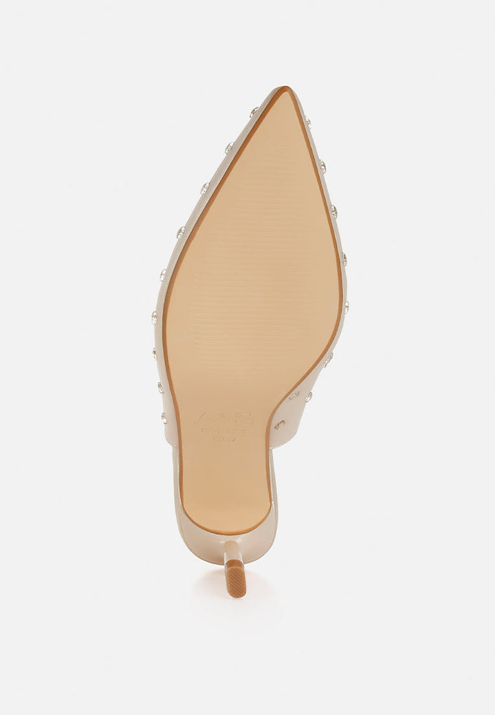 heart-shaped rhinestone studded slingbacks by ruw#color_beige