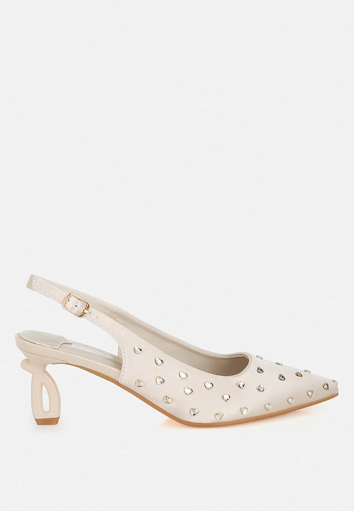 heart-shaped rhinestone studded slingbacks by ruw#color_beige