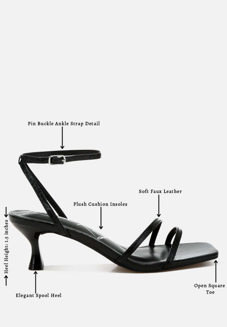 faux leather strappy sandals by ruw color_black