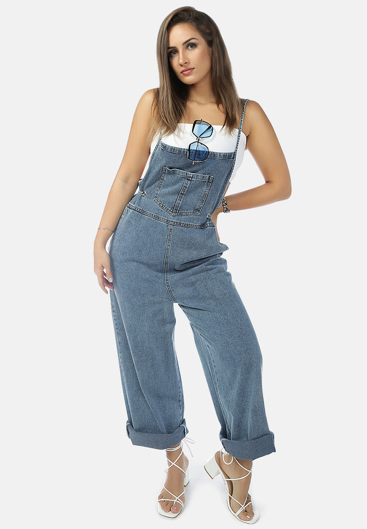 denim tie- up spaghetti jumpsuit#color_blue