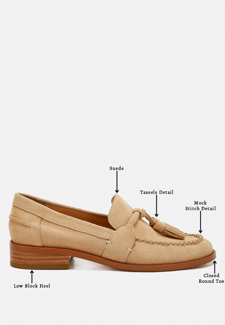 tassels detail suede loafers by ruw#color_beige