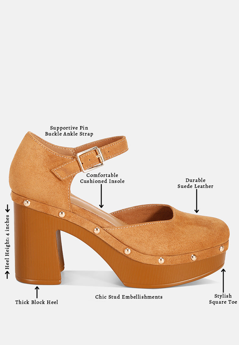 maison pin buckle ankle strap heels#color_tan