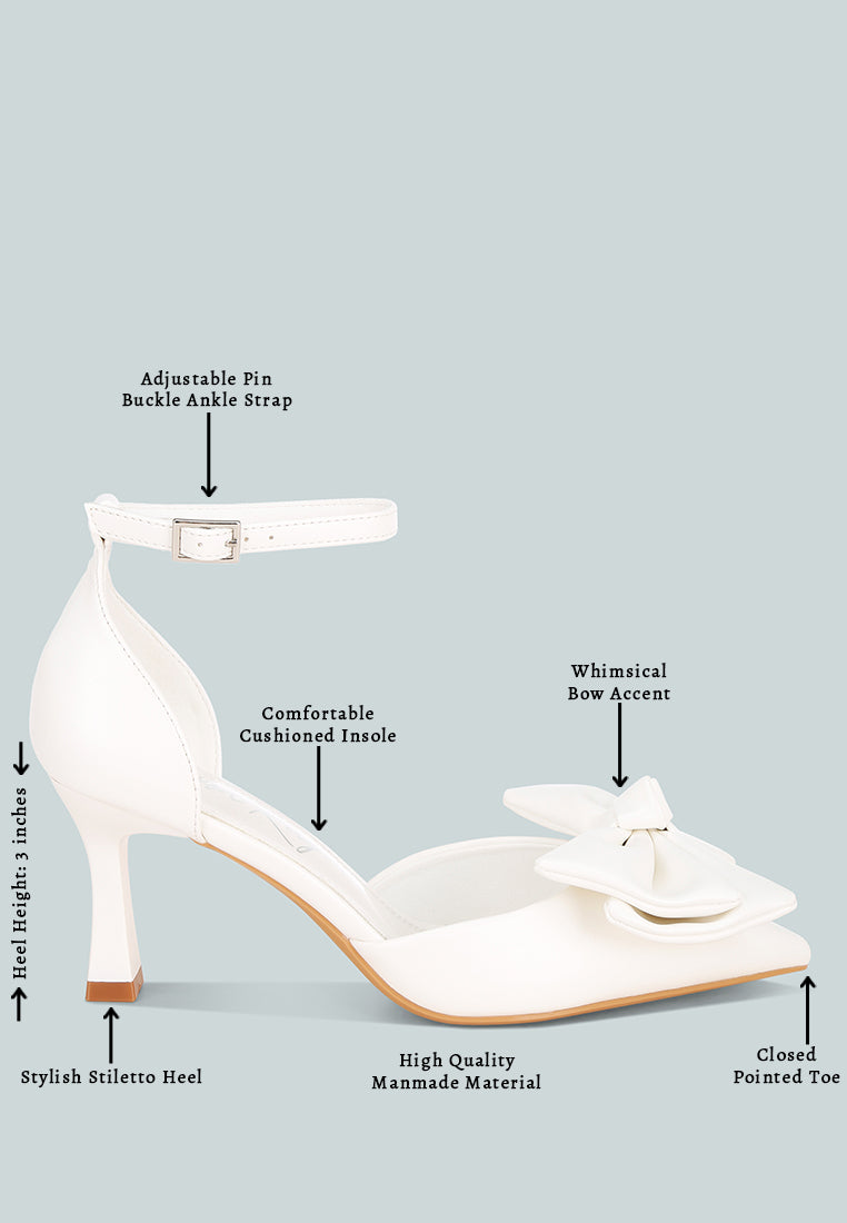 Papave Bow Detail Stiletto Heels#color_white-smooth