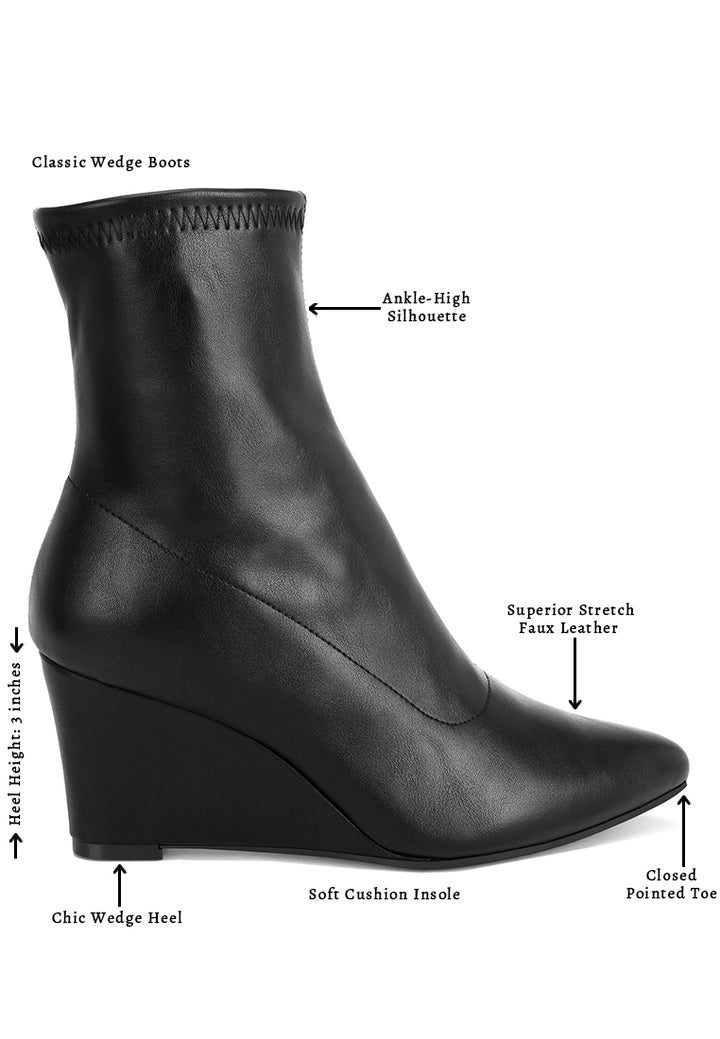stretchable wedge boots#color_black-smooth