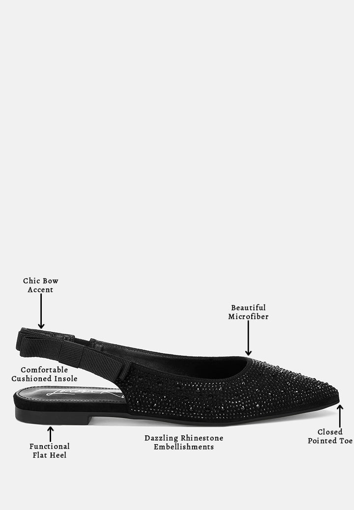 Firdisi Rhinestones Detail Flat Sandals#color_black