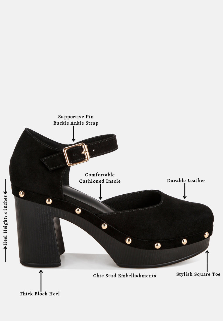 maison pin buckle ankle strap heels#color_black