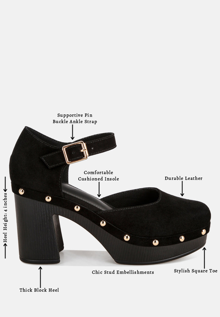 maison pin buckle ankle strap heels#color_black