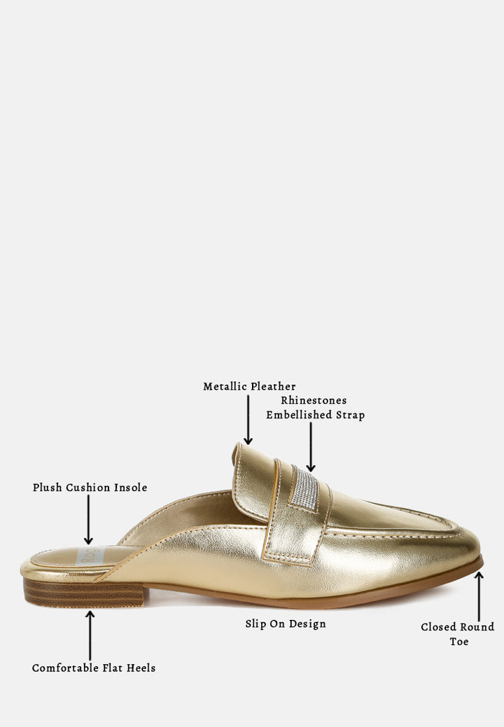 rhinestones slip on mules by ruw#color_gold